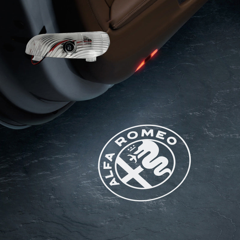 2 Pcs Car Door Welcome Light Alfa Romeo GT 147 Safety Logo Shadow Ghost Lamp Decor Projector HD LED Glass Lens Never Fade