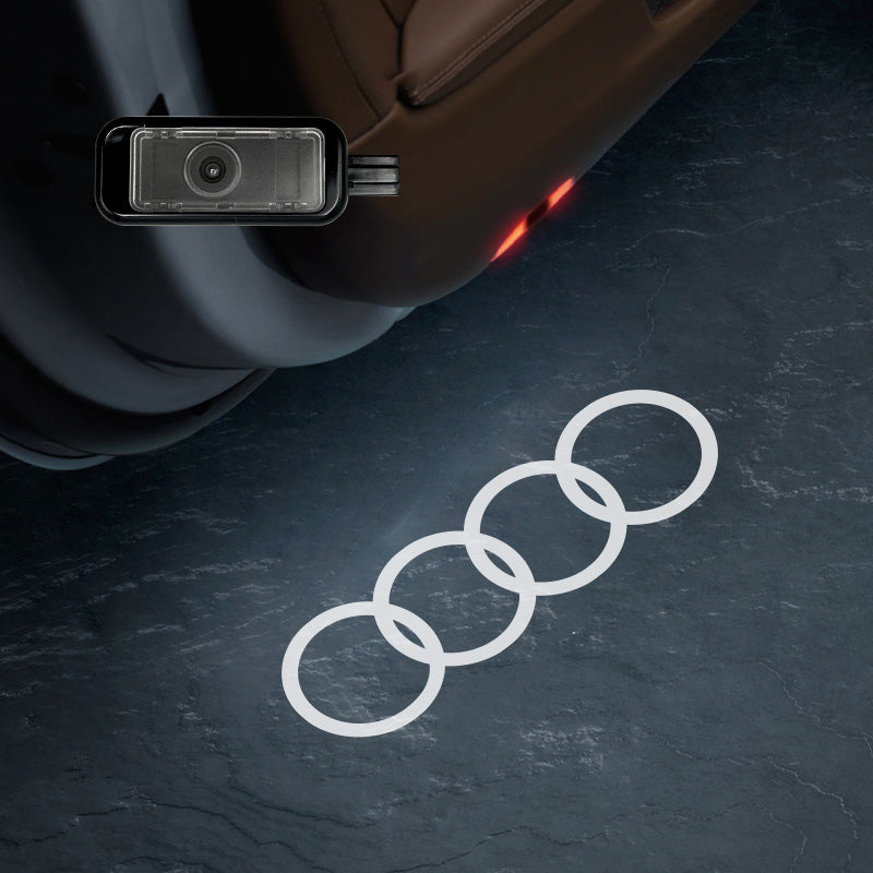 2 Pcs Car Door Welcome Light For For Audi A1 A3 A4 A5 A6 A7 A8 R8 Q2 Q3 Q4 Q5 Q6 Q7 Q8 TT S RS4 RS5 RS Quattro Allroad Safety Logo Shadow Ghost Lamp Decor Projector Black metal back cover without blue edge