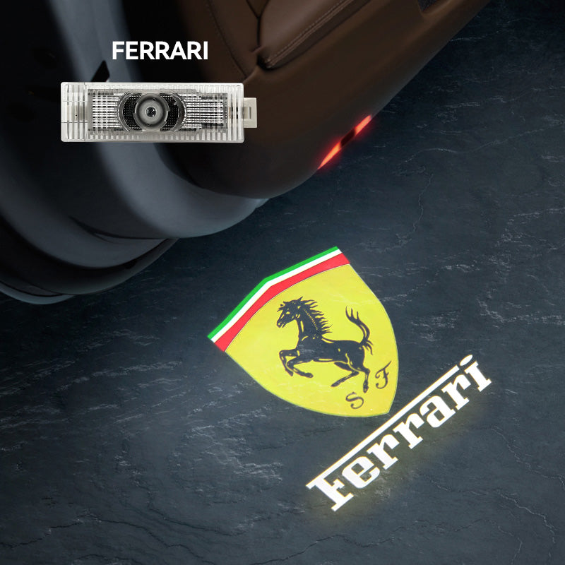 2 Pcs Car Door Welcome Light For Ferrari 458 488 599 FF California Portofino GTC4Lusso 812Superfast Safety Logo Shadow Ghost Lamp Decor Projector