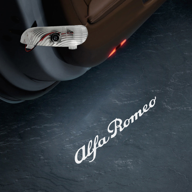 2 Pcs Car Door Welcome Light Alfa Romeo GT 147 Safety Logo Shadow Ghost Lamp Decor Projector HD LED Glass Lens Never Fade